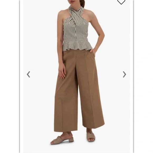 Lafayette 148 New York Bowery Tan Wide Leg Pant Size 14 - Picture 1 of 16